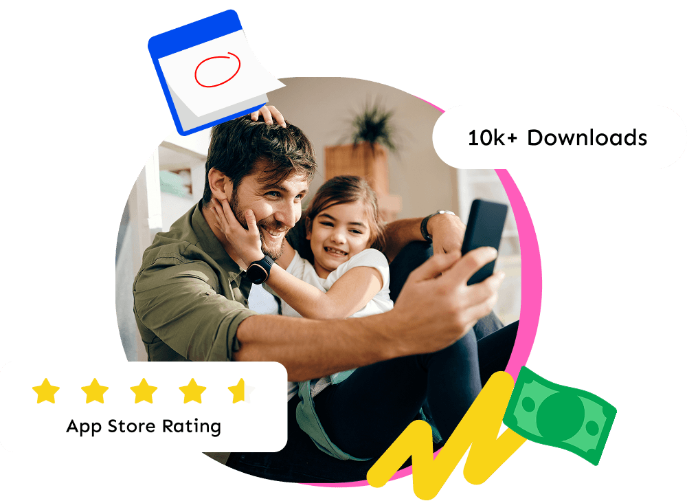 A parent and child looking at the Cofamly app together