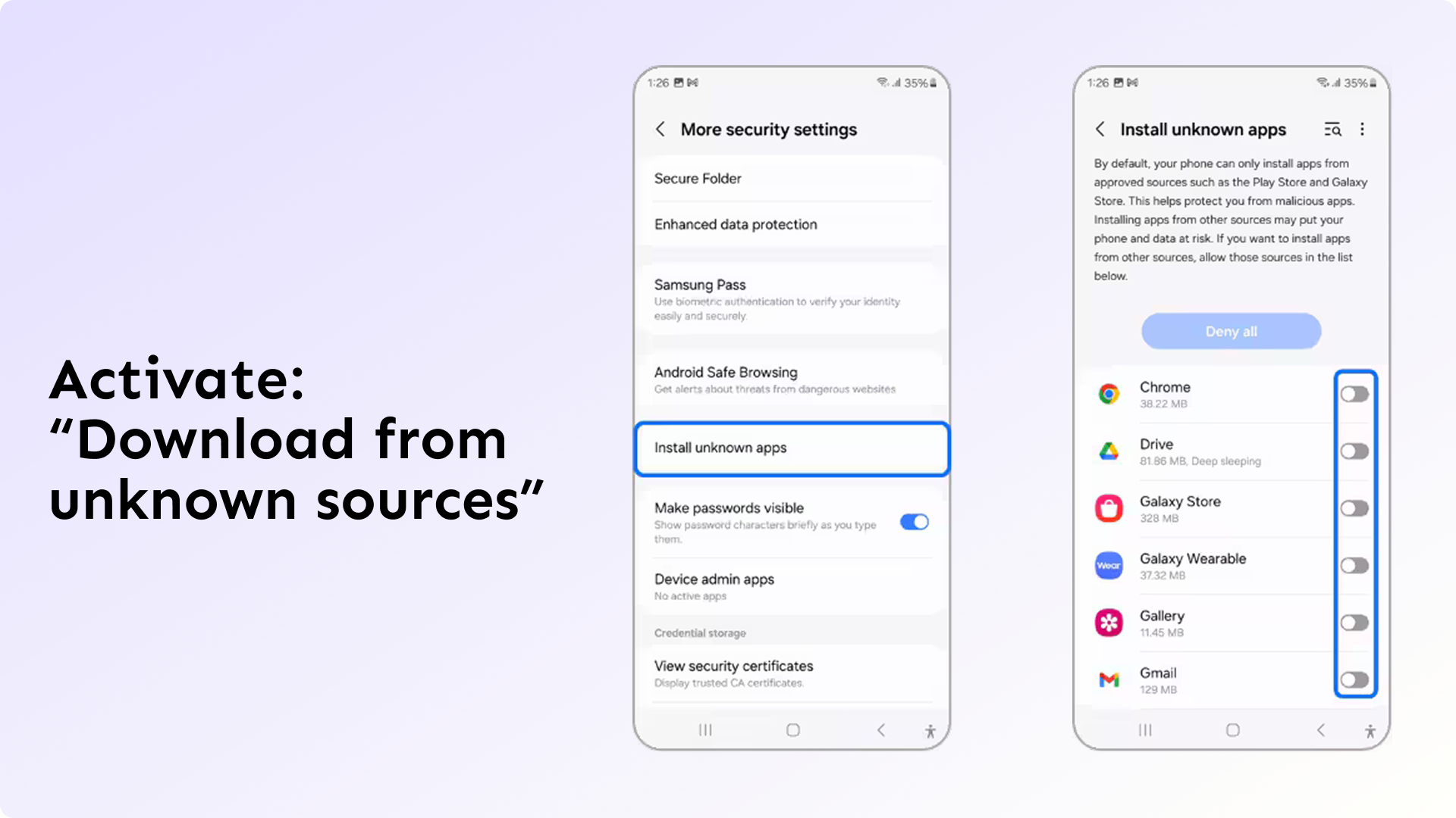Enable Installation from Unknown Sources