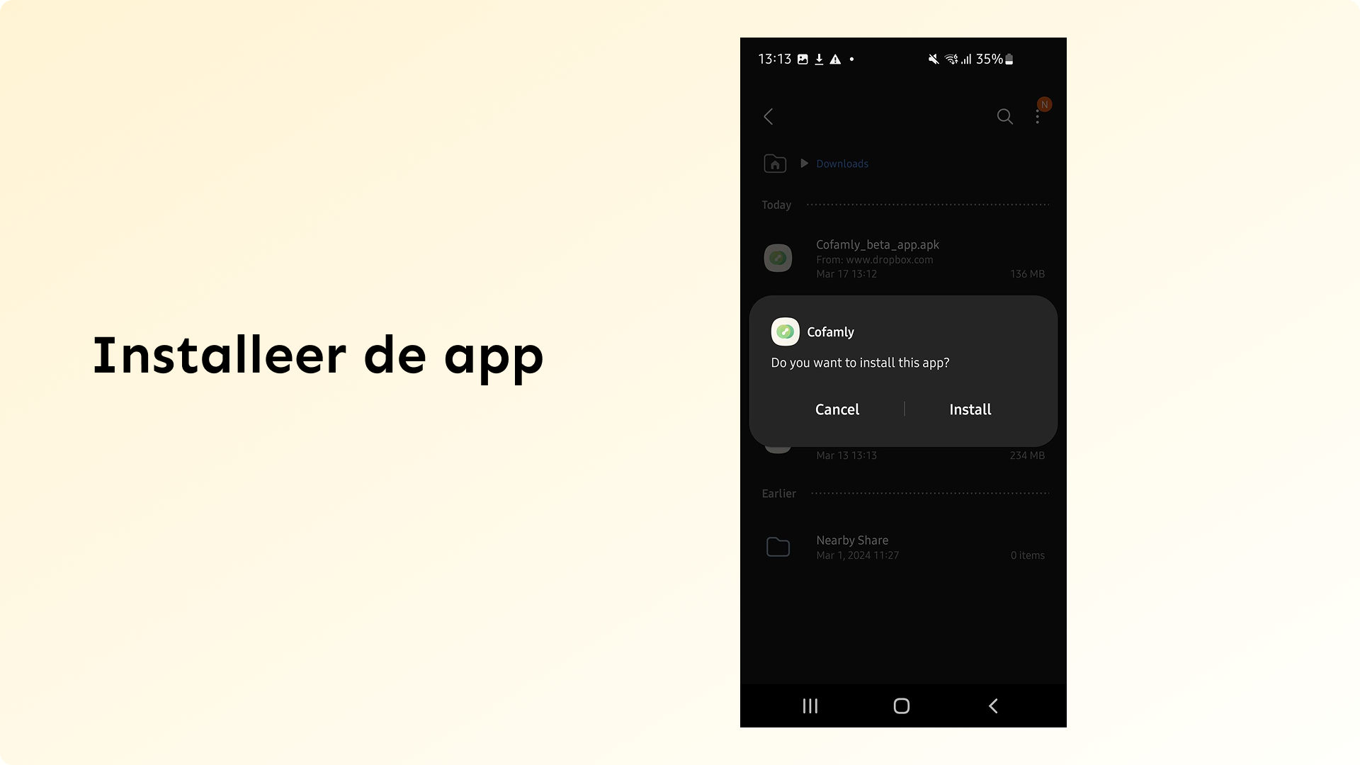 Installeer de App